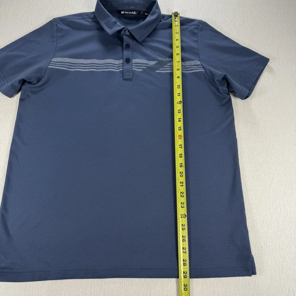 Travis Mathew Short Sleeved Blue‎ Striped Cotton/Poly Polo Golf Shirt Men's XL - Picture 3 of 8